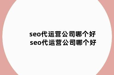 seo代运营公司哪个好 seo代运营公司哪个好